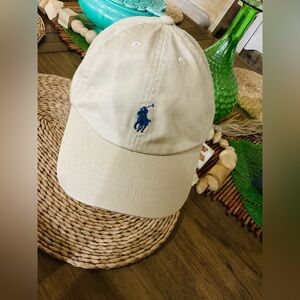 Polo Ralph Lauren Khaki Beige Cotton Baseball Cap Adjustable Strap back